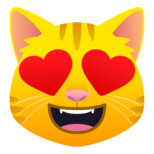 Smiling Cat Face With Heart-shaped Eyes on JoyPixels
