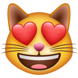 Smiling Cat Face With Heart-shaped Eyes on WhatsApp