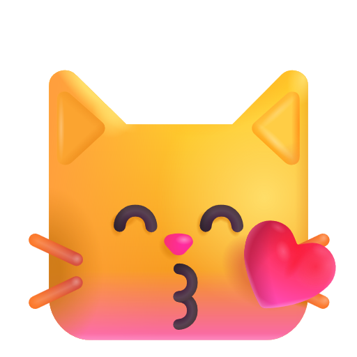 Kissing Cat Face With Closed Eyes on Microsoft 3D