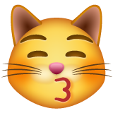 Kissing Cat Face With Closed Eyes on WhatsApp