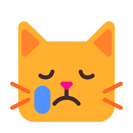 Crying Cat Face on Microsoft Fluent