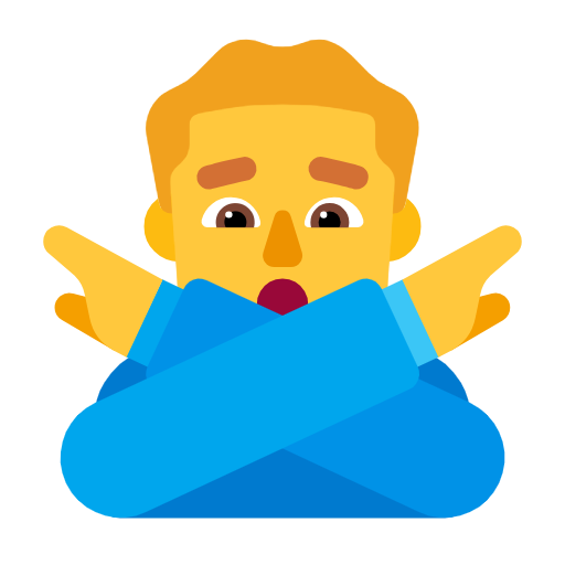Man Gesturing No on Microsoft Fluent