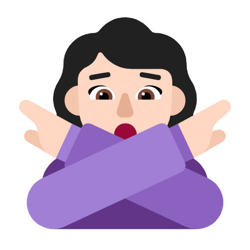 Woman Gesturing No: Light Skin Tone on Microsoft Fluent