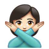 Woman Gesturing No: Light Skin Tone on WhatsApp