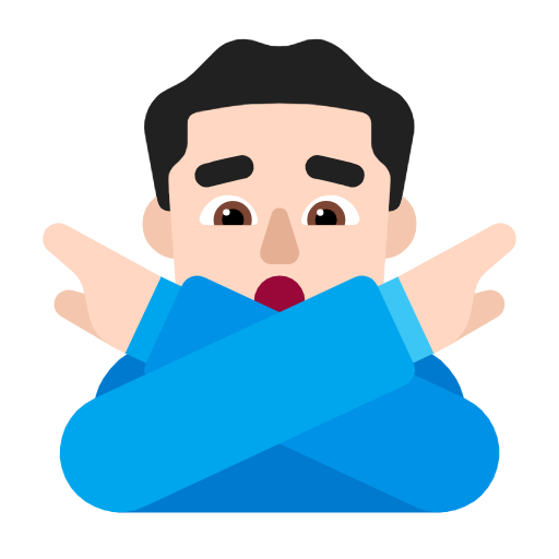 Man Gesturing No: Light Skin Tone on Microsoft Fluent