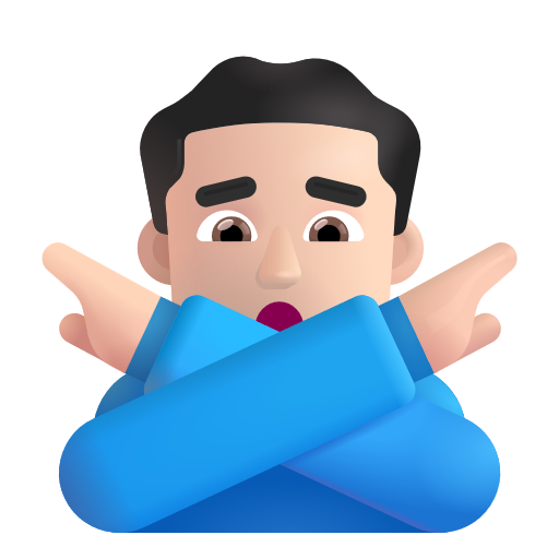 Man Gesturing No: Light Skin Tone on Microsoft 3D