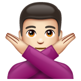 Man Gesturing No: Light Skin Tone on WhatsApp