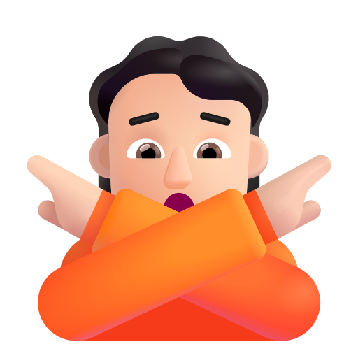 Face With No Good Gesture: Light Skin Tone on Microsoft 3D