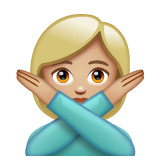 Woman Gesturing No: Medium-Light Skin Tone on WhatsApp