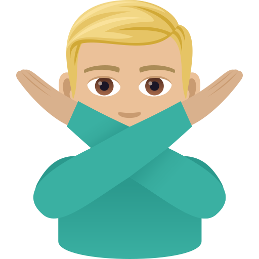 Man Gesturing No: Medium-Light Skin Tone on JoyPixels