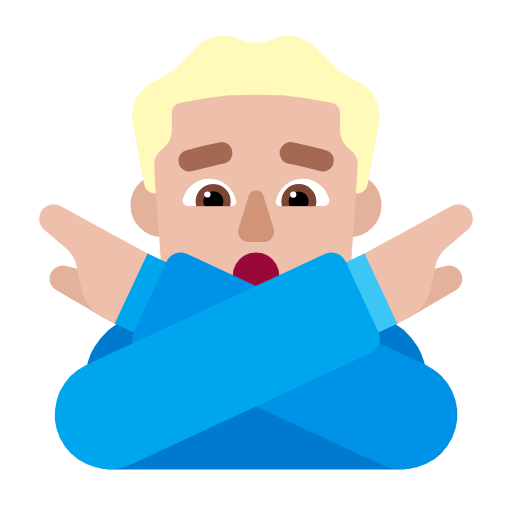 Man Gesturing No: Medium-Light Skin Tone on Microsoft Fluent