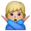 Man Gesturing No: Medium-Light Skin Tone on Samsung