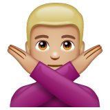 Man Gesturing No: Medium-Light Skin Tone on WhatsApp