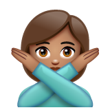 Woman Gesturing No: Medium Skin Tone on WhatsApp