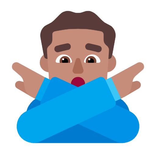 Man Gesturing No: Medium Skin Tone on Microsoft Fluent