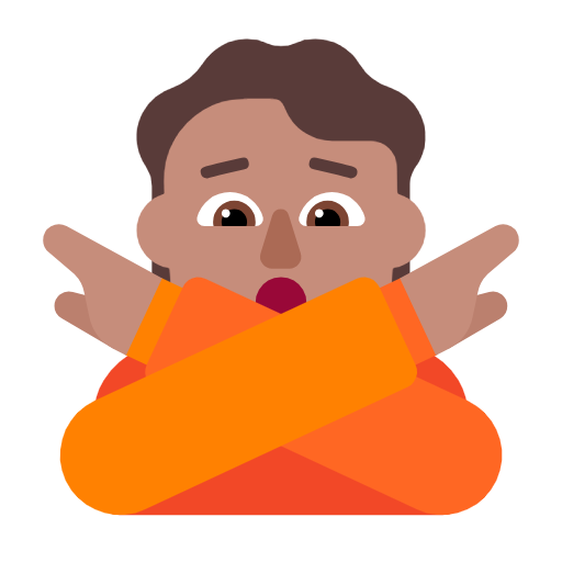 Face With No Good Gesture: Medium Skin Tone on Microsoft Fluent