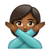 Woman Gesturing No: Medium-Dark Skin Tone on WhatsApp