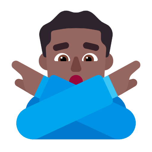 Man Gesturing No: Medium-Dark Skin Tone on Microsoft Fluent
