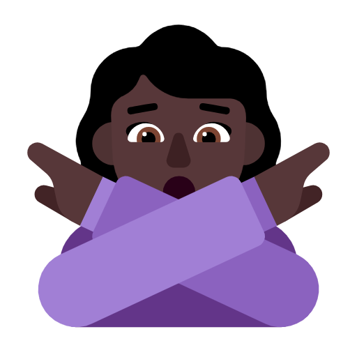 Woman Gesturing No: Dark Skin Tone on Microsoft Fluent