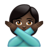 Woman Gesturing No: Dark Skin Tone on WhatsApp