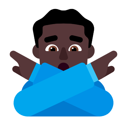 Man Gesturing No: Dark Skin Tone on Microsoft Fluent