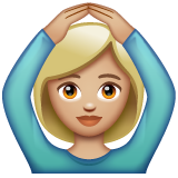 Woman Gesturing Ok: Medium-Light Skin Tone on WhatsApp