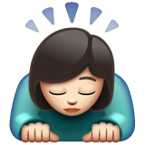 Woman Bowing: Light Skin Tone on WhatsApp