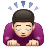 Man Bowing: Light Skin Tone on WhatsApp