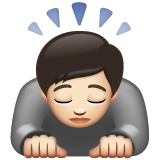 Person Bowing Deeply: Light Skin Tone on WhatsApp
