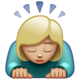 Woman Bowing: Medium-Light Skin Tone on WhatsApp