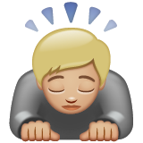 Person Bowing Deeply: Medium-Light Skin Tone on WhatsApp