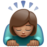 Woman Bowing: Medium Skin Tone on WhatsApp