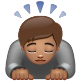 Person Bowing Deeply: Medium Skin Tone on WhatsApp