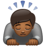 Person Bowing Deeply: Medium-Dark Skin Tone on WhatsApp