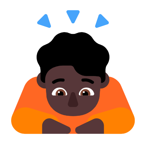 Person Bowing Deeply: Dark Skin Tone on Microsoft Fluent