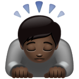 Person Bowing Deeply: Dark Skin Tone on WhatsApp