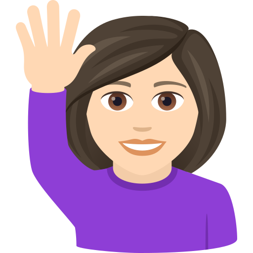 Woman Raising Hand: Light Skin Tone on JoyPixels