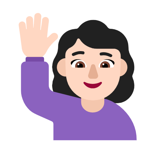 Woman Raising Hand: Light Skin Tone on Microsoft Fluent