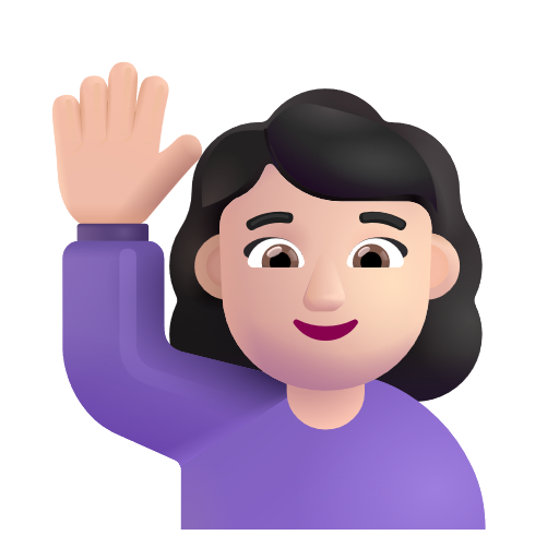 Woman Raising Hand: Light Skin Tone on Microsoft 3D