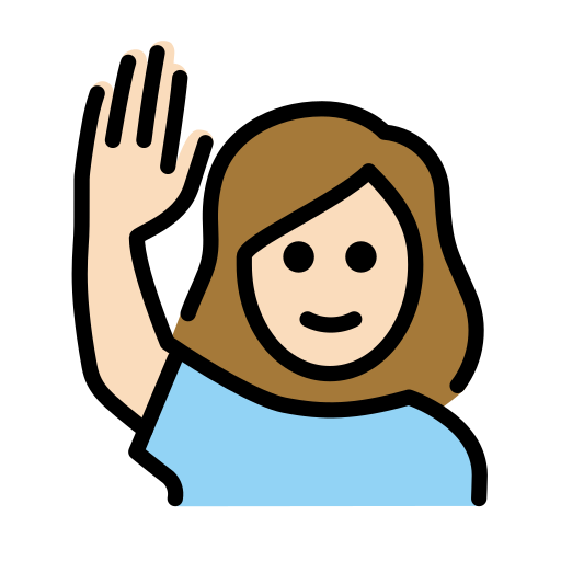Woman Raising Hand: Light Skin Tone on OpenMoji