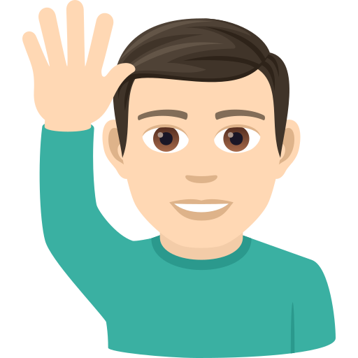 Man Raising Hand: Light Skin Tone on JoyPixels