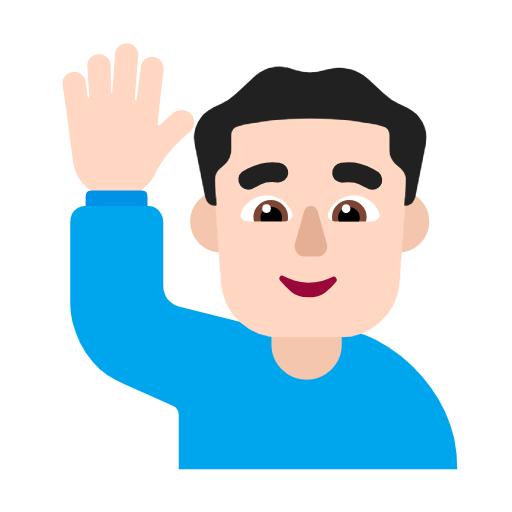 Man Raising Hand: Light Skin Tone on Microsoft Fluent