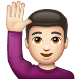 Man Raising Hand: Light Skin Tone on WhatsApp