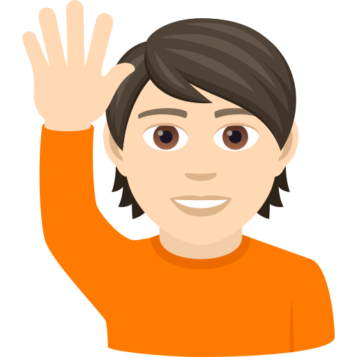 Happy Person Raising One Hand: Light Skin Tone on JoyPixels