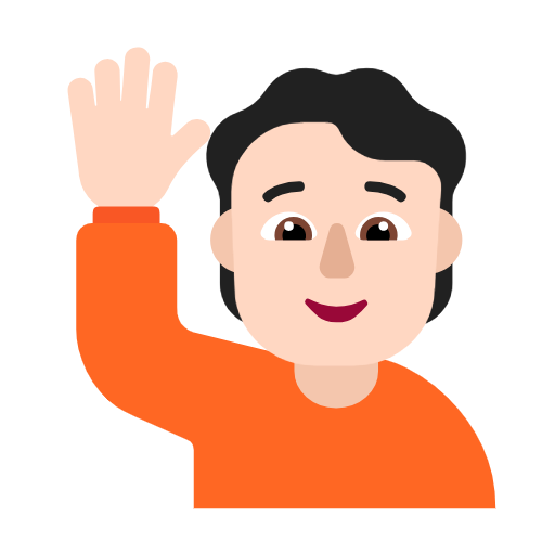 Happy Person Raising One Hand: Light Skin Tone on Microsoft Fluent