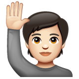 Happy Person Raising One Hand: Light Skin Tone on WhatsApp