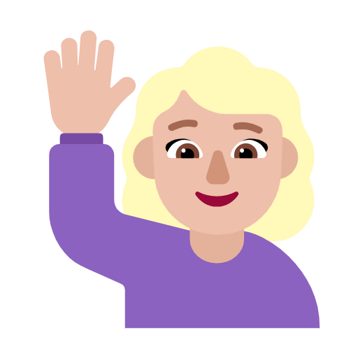 Woman Raising Hand: Medium-Light Skin Tone on Microsoft Fluent