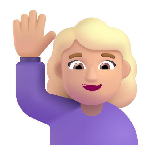 Woman Raising Hand: Medium-Light Skin Tone on Microsoft 3D