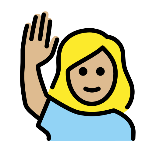 Woman Raising Hand: Medium-Light Skin Tone on OpenMoji