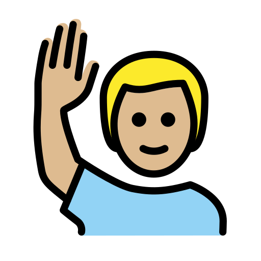 Man Raising Hand: Medium-Light Skin Tone on OpenMoji